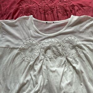 Lane Bryant White Lace Accent Blouse